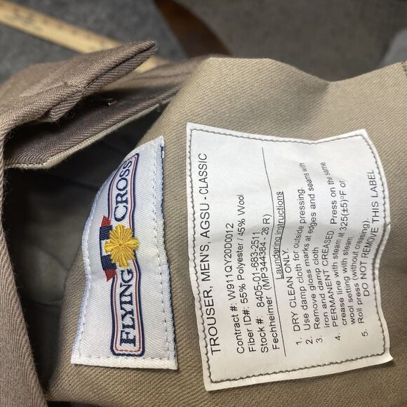 US Army AGSU Men 26R Pants Green Service Uniform Trouser Heritage Taupe Unhemmed - Picture 4 of 7